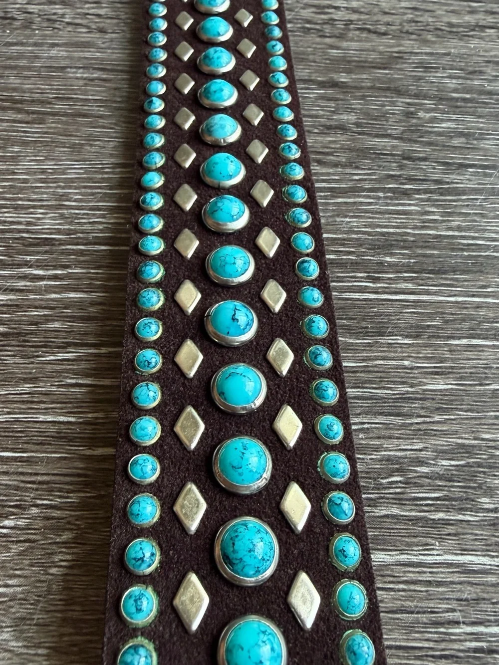 Nocona Western Leather Turquoise Studded Belt